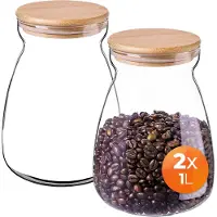Kadax voorraadpotten 1000ml, set van 2, glazen voorraadpotten, glazen potten met luchtdicht deksel, voorraadpotten voor het bewaren van levensmiddelen