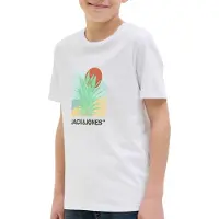 Jack & Jones JUNIOR T-shirt wit Jongens Katoen Ronde hals Printopdruk - maat 152