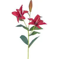 Easyplants | Kunstbloem Lelie Real Touch rood 95 cm | Zijde | Nepbloemen | rood | Onderhoudsvrij | Kant-en-klaar