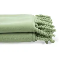 Unique living - Fleece Plaid Met Franjes - 130x160 - Nile Green