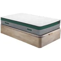 Vente-unique Set 90 x 200 cm bedbodem met opbergruimte, licht naturel + matras met pocketveren van 22 cm dik - PRESTIGE van YSMÉE