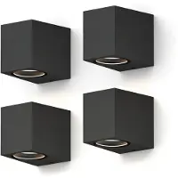 Calex Wandlamp Downlight Sanremo - GU10 - IP54 Water- en Stofbestendig - Geschikt voor Binnen en Buiten - Eenvoudige installatie - Rechthoek - Zwart – 4-Pack