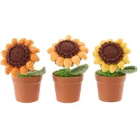 J-Line kunstplant Zonnebloem in pot - polyester - geel/oranje - set van 3