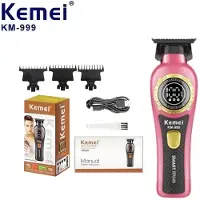 Kemei Professionele KM-999 Draadloze T-Blade Tondeuse – Digitale Display – Oplaadbaar – Inclusief 3 Opzetkammen – Voor Barbiers & Thuisgebruik