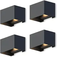 Calex LED Wandlamp Venice - 4 Stuks - Rechthoek - Zwart - LED Up & Down - Verstelbare Stralingshoek - 7W - Tuinverlichting - Modern Design - Warm Wit Licht - Voor Binnen en Buiten
