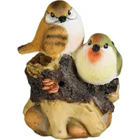 Mica Decorations Tuinbeeld Vogels Op Boomstam Geel 9 X 8 X 10,5 Cm