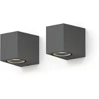Calex Wandlamp Downlight Sanremo - GU10 - IP54 Water- en Stofbestendig - Geschikt voor Binnen en Buiten - Eenvoudige installatie - Rechthoek - Antraciet – 2-Pack