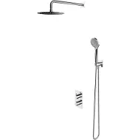 Omnires Y - Doucheset met inbouwthermostaat, met inbouwdeel, diameter 25 cm, 5 jets, chroom SYSYT01XCR