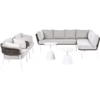 Beliani ROBELLA - Loungeset 7-zits - Beige - Aluminium