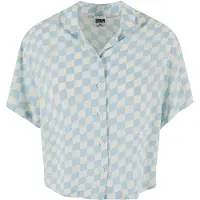 Urban Classics Blouse 'Resort' lichtblauw / wit