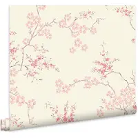 Laura Ashley Oriental Blossom Behang - Bloemen - 10mx52cm - Roze