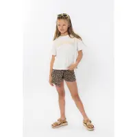 No Way Monday T-shirt ecru Meisjes Stretchkatoen Ronde hals Tekst - maat 146