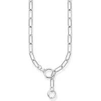 Thomas Sabo Halsketting, Schakelketting met twee ringsluitingen en witte stenen Zilver, (925 zilver, 47 cm)