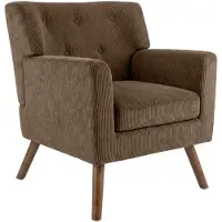 CLP Kioni Fauteuil - met armleuning - volwassen - relax - landelijk - stoelpoten van hout - ribstof - corduroy - donkerbruin