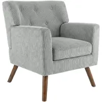 CLP Kioni Fauteuil - met armleuning - volwassen - relax - landelijk - stoelpoten van hout - ribstof - corduroy - grijs