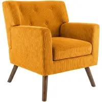 CLP Kioni Fauteuil - met armleuning - volwassen - relax - landelijk - stoelpoten van hout - ribstof - corduroy - oranje