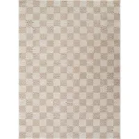 Surya - IZALINE Shaggy Tapijt Geruit Wasbaar Beige