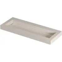 Ink pitch wastafel keramische slab centraal met drain en front en side skirts zonder kraangat 120x45x9 travertin mat
