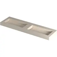Ink pitch wastafel keramische slab bak dubbel met drain en front en side skirts zonder kraangaten 160x45x9 travertin mat
