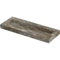 Ink pitch wastafel keramische slab centraal met drain en front en side skirts zonder kraangat 120x45x9 island glossy