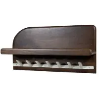 MySons kapstok Bonaire met plankje mangohout 60x15x30 cm- 7 haken - japandi - walnoot