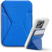 MOFT Snap-On Magnetische Kaarthouder - Wallet Compatibel met MagSafe - Pasjeshouder met Standaard - MOVAS Vegan Leer - Portemonnee 2 Pasjes - Blauw