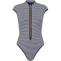 Seafolly - Clubhouse Cap Sleeve Zip Front One Piece - Badpak 36, grijs