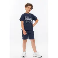 No Way Monday T-shirt met backprint donkerblauw Jongens Stretchkatoen Ronde hals - maat 152