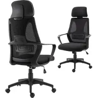 Vinsetto bureaustoel Polyester, schuim 64L x 55B x 116-126H cm Zwart