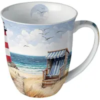 Ambiente Mok 0.4 L Beach Walk Wit wit Aardewerk Beker