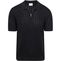 Profuomo Profuoo Knitted Half Zip Poloshirt Dropneedle Navy