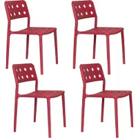 Housecraft living Serra Tuinstoel/ Eetkamerstoel Kunststof Rood - Set van 4
