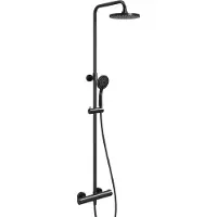 Linie Junos 200 opbouw regendoucheset met thermostatische kraan Mat Zwart