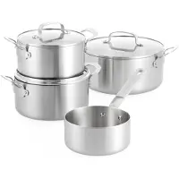 Dagelijkse Kost Jeroen Meus Proline 3-Ply kookset set van 4: kookpot 18cm + 20cm + 24cm + steelpan