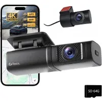 Faas Dashcam voor Auto Voor en Achter - 4K en 64GB - Dual Dashcam - G-sensor en Time-lapse Functie - Zwart - van