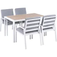 Beliani VISSO - Tuintafel met stoelen - Wit/Grijs - Aluminium
