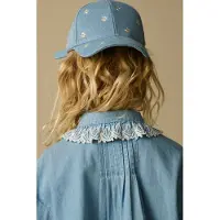 Sissy-Boy Blauwe denim pet met bloemen