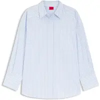 HUGO Blouse 'Eustyna' lichtblauw / wit