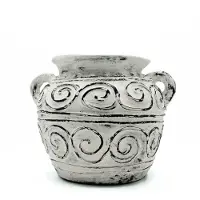 Ancient Wisdom Griekse klei plantenpot met handvatten - crème 15 cm