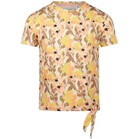 Koko Noko gebloemde T-shirt geel Meisjes Stretchkatoen Ronde hals Bloemen - maat 98