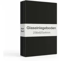 K-Möbel Glazen planken, 4-delige set incl. plankdragers & afdekkappen – transparant – voor staande vitrines met 2 deuren