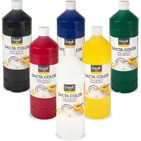 Creall Dacta Color premium Plakkaatverf - Set met 6 x 1000 ml flessen - 6 kleuren hoge kwaliteit schoolverf – waterbasis - acryl - Uitwasbaar, Vegan & Glutenvrij