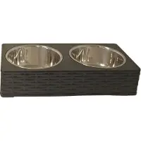 Intratuin Dinnerset RVS/plastic Wicker 30cm Zwart