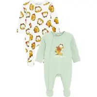 Cool Club Rompertje/body 'GARFIELD' lichtgroen / oranje / wit