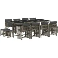 vidaXL 13-delige tuinset met kussens, grijs, polyrotan