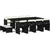 vidaXL 13-delige Tuinset met kussens poly rattan zwart