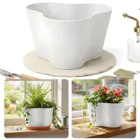 Cheqo Bloempot Wit - Bloempot Rond - Bloempot Binnen - Bloempot Buiten - Bloempot met Afwatering - Bloempot met Drainage