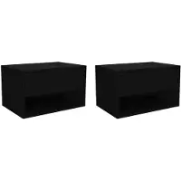 Vente-unique Set van 2 hangend nachtkastjes - 1 lade en 1 nis - Zwart - RITAMI