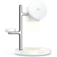 JOYROOM 4-in-1 Qi2 draadloze oplader 15W – Oplaadstation voor telefoon, smartwatch en oordopjes – Met nachtlamp & touchbediening – Verstelbare hoek – – Wit