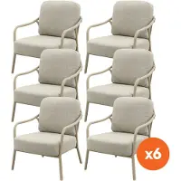 Van der Garde Tuinmeubelen Set van 6 - Pisa low-dining tuinstoel - Latte/Naturel